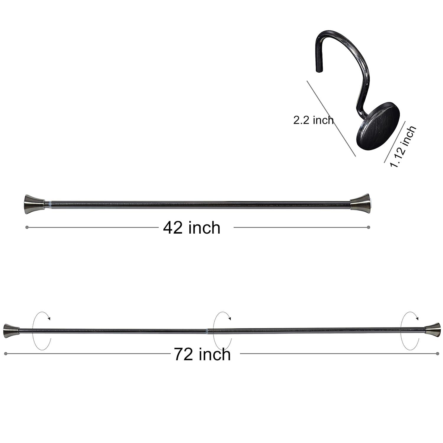 Indecor Home 2.5'' Straight Tension Shower Curtain Rod & Hook Set