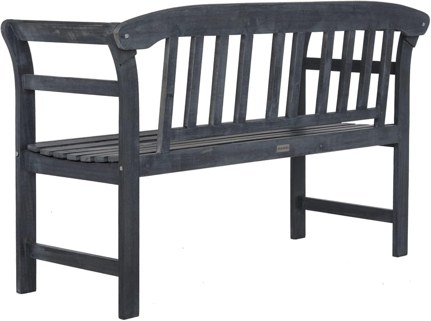 Transitional Ash Grey Acacia Wood 2-Seat Outdoor Bench