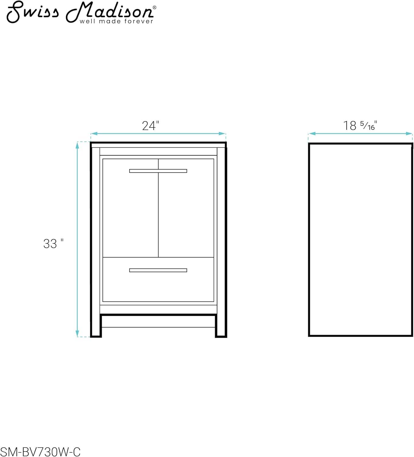 Virage 24 Freestanding, Bathroom Vanity In Glossy White Cabinet Only (Sm-Bv730w)