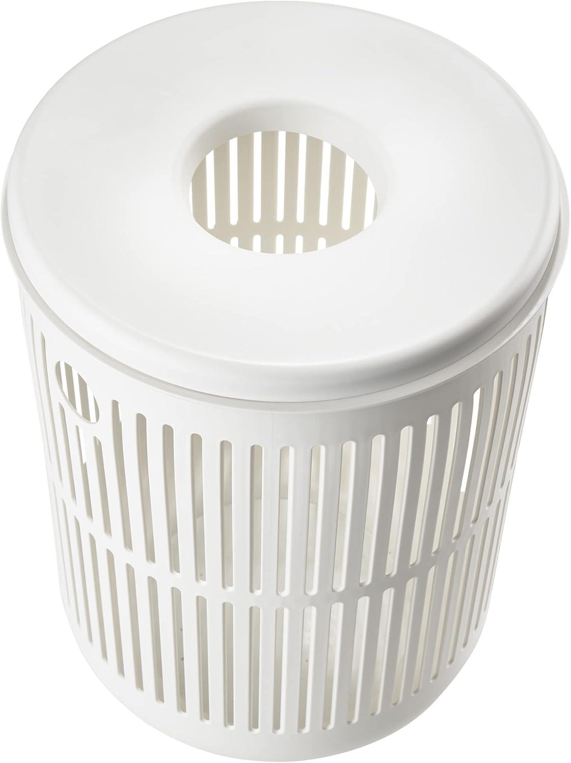 White Polypropylene Laundry Basket with Lid and Handles