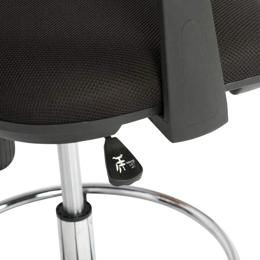 Riviera Drafting Chair - Black: Mesh Back, Adjustable Height, Footring, Home Office & Studio Comfort