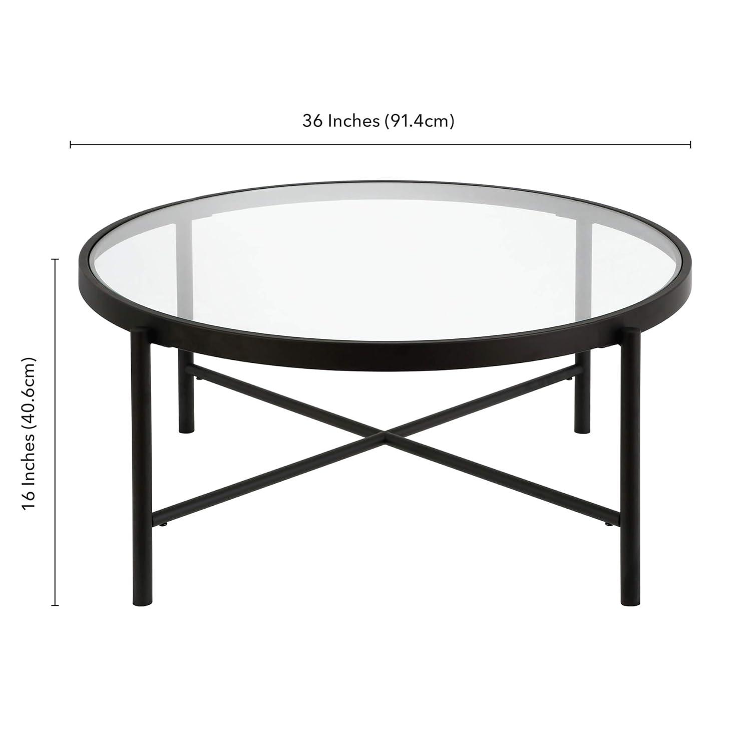 Evelyn&Zoe Duxbury 36" Wide Round Coffee Table, Blackened Bronze