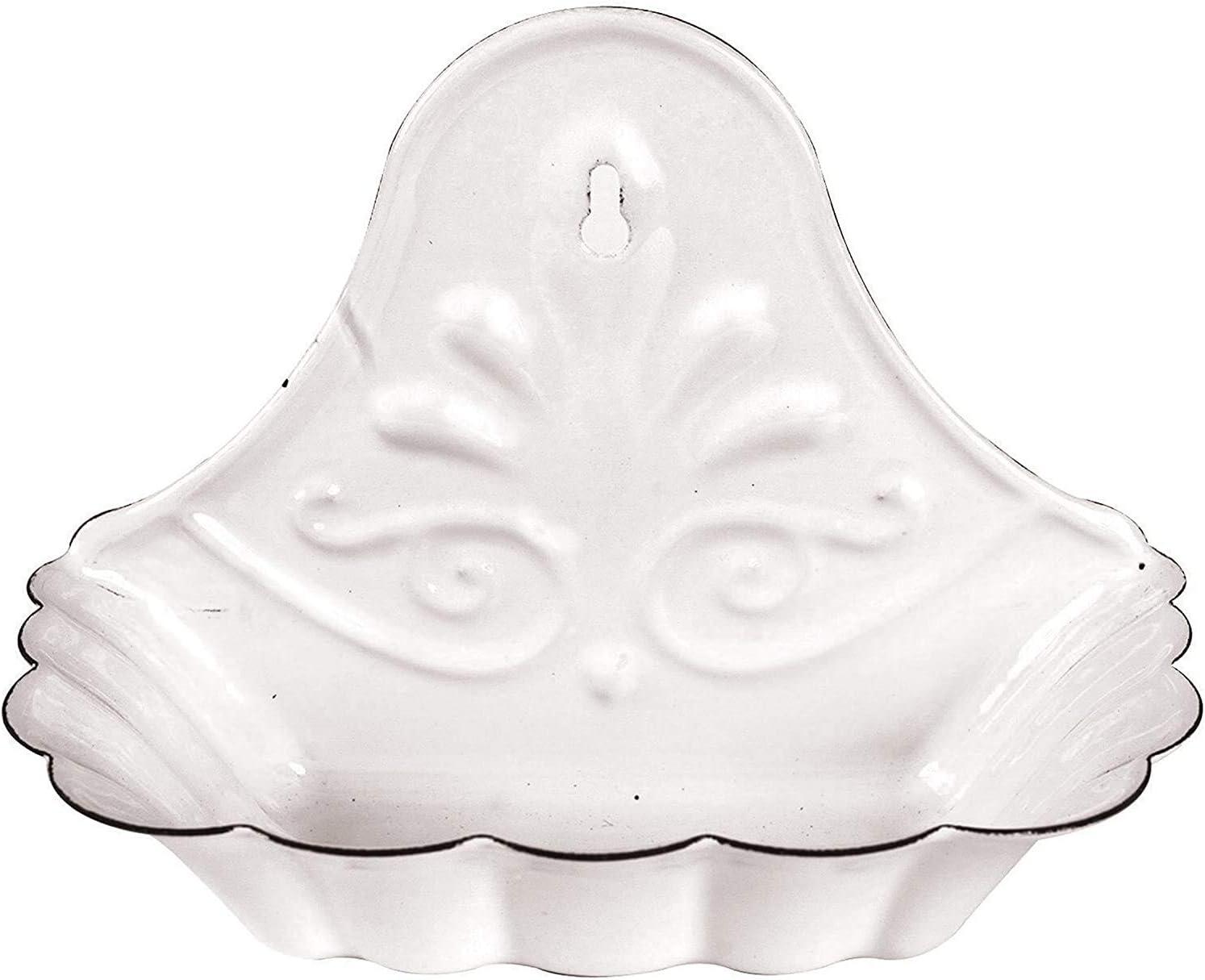 White Ceramic Wall-Mounted Soap Dish with Scalloped Edges