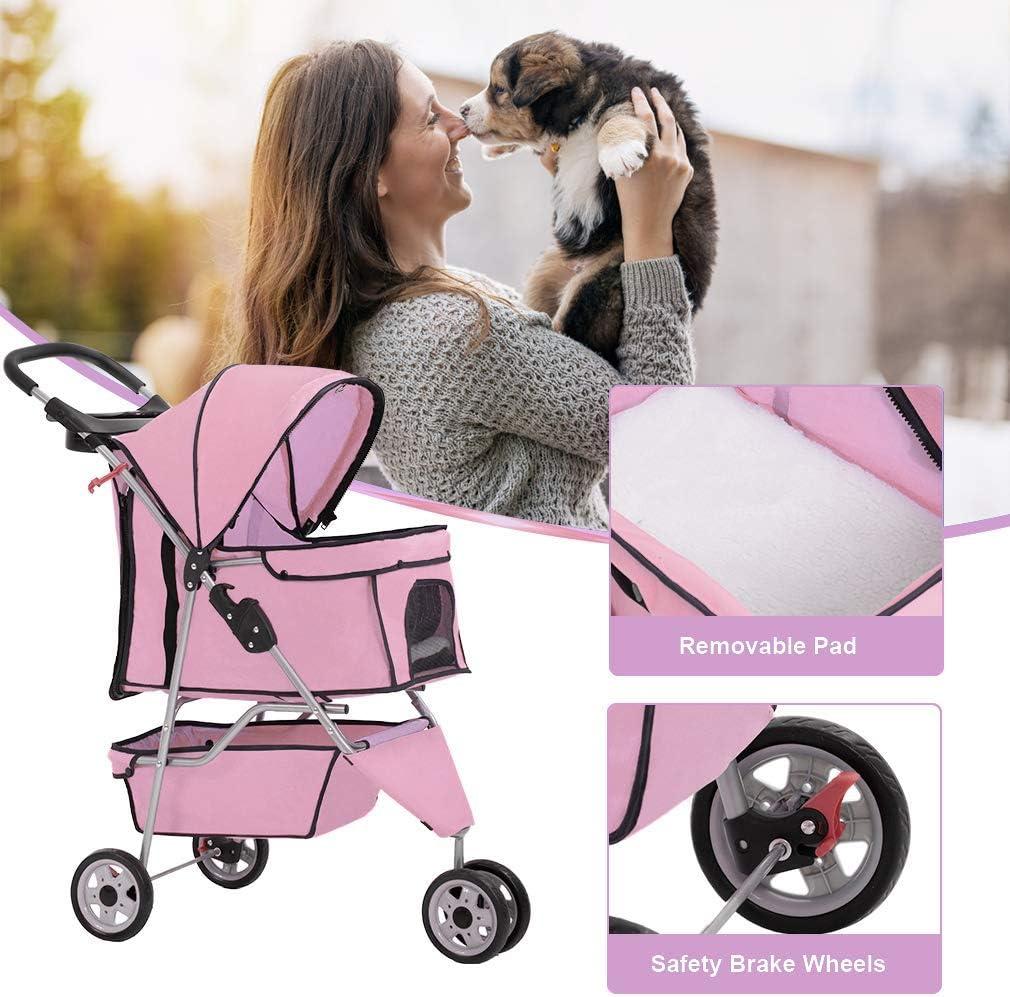 FDW 3 Wheels Pet Stroller Dog Cat Cage Jogger Stroller for Medium Small Dogs Cats Travel Folding Carrier Waterproof Puppy Stroller