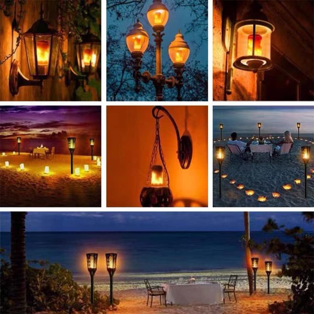 Njide LED Flame Light Bulb, Upgraded 4 Modes Fire Light Bulbs with Upside Down Effect, E26 Base Flickering Light Bulbs for Halloween Decorations, Christmas, Outdoor, Indoor, Home