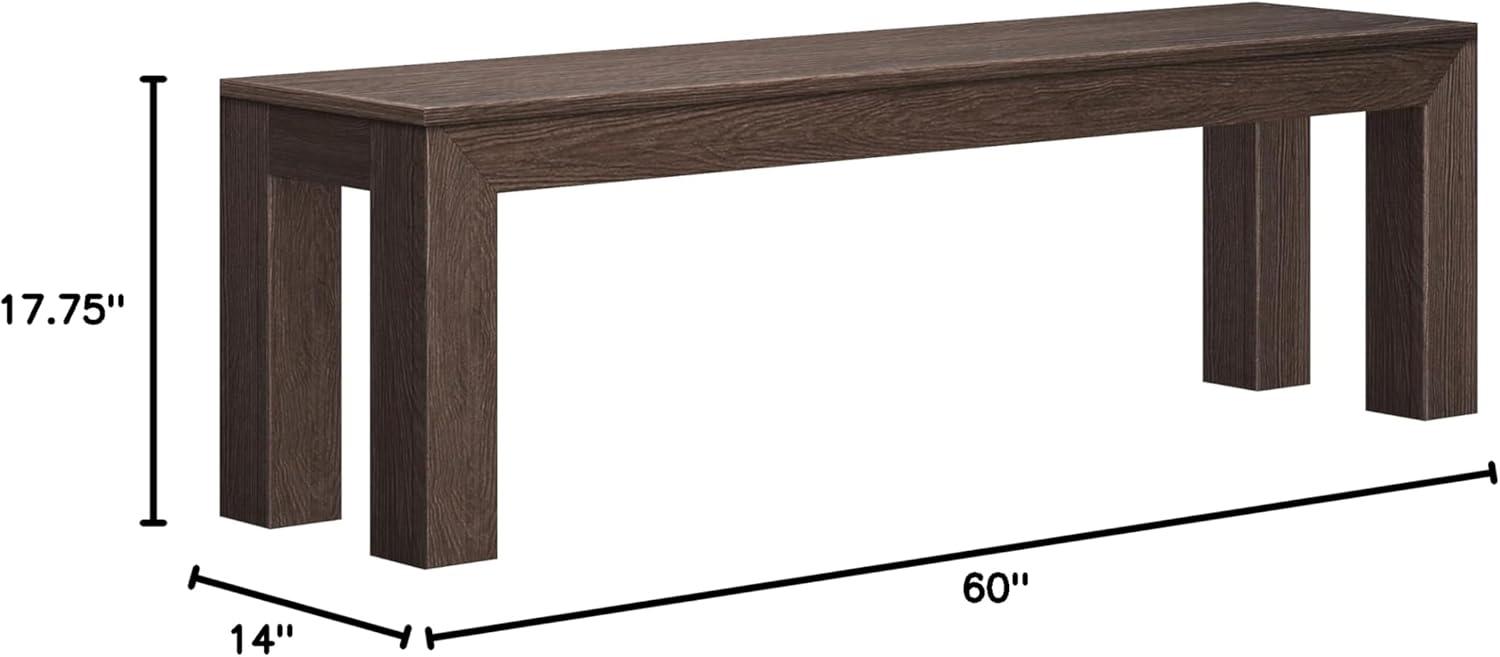 Plank+Beam 60" Modern Wood Dining Bench, Solid Wood Bench for Dining Table
