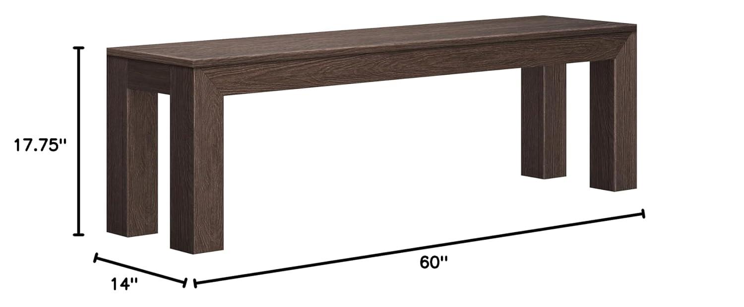 Plank+Beam 60" Modern Wood Dining Bench, Solid Wood Bench for Dining Table