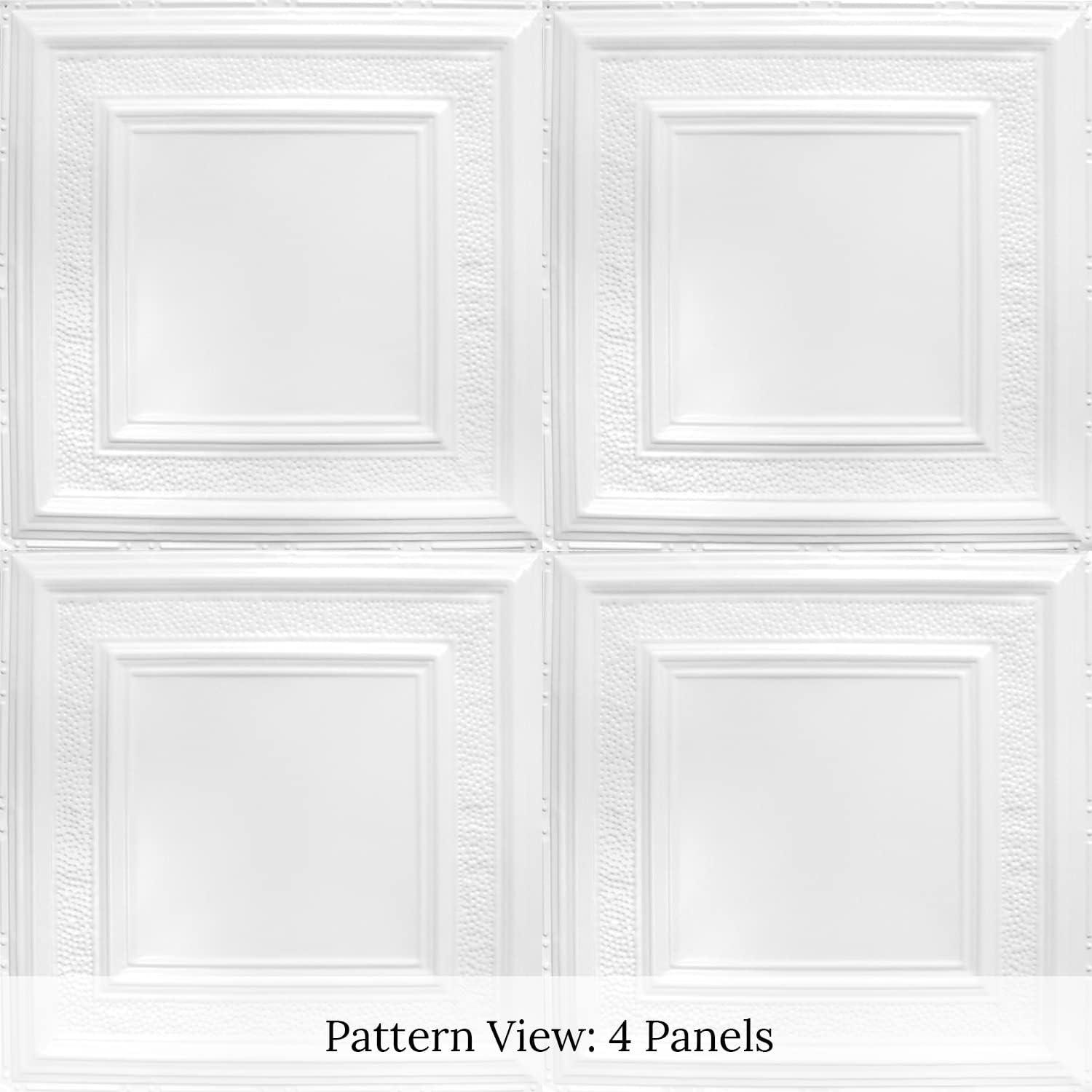 Bright White Satin Metal Ceiling Tiles 24" x 24" 5-Pack