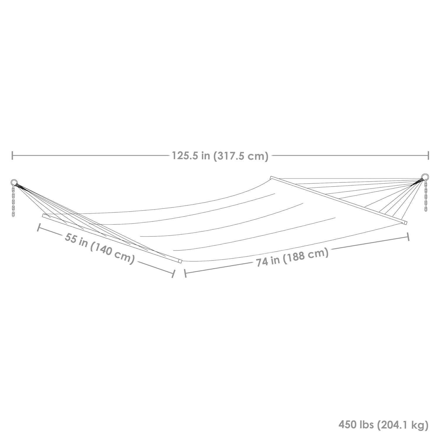 2-Person Quilted Polyester Spreader Bar Hammock