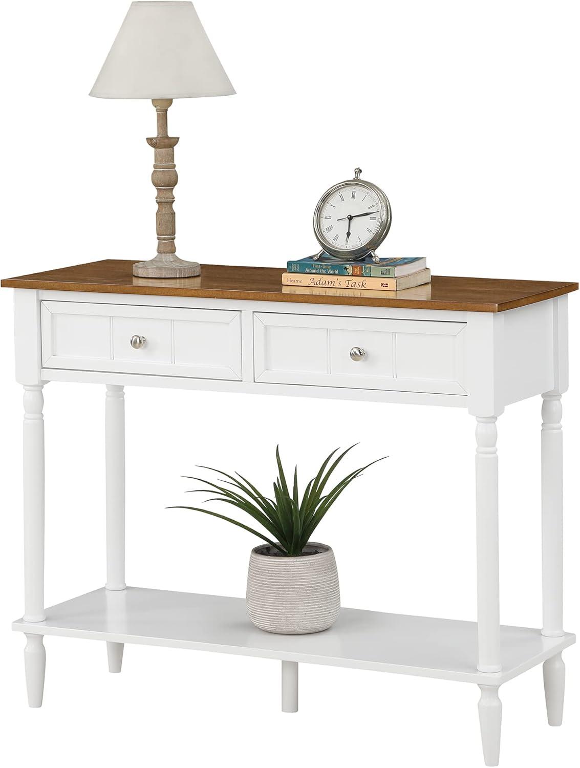 Convenience Concepts French Country Two Drawer Hall Table, Driftwood/White