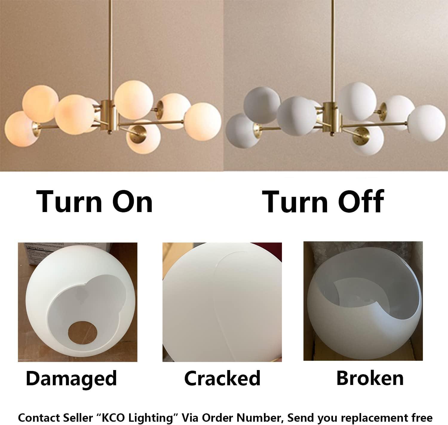 Chandelier Lighting,8-Light Mid Century Modern Chandelier Gold Chandelier for Dining Room Kitchen Living Room,Bubble Glass Pendant Light Fixtures(Gold+White)