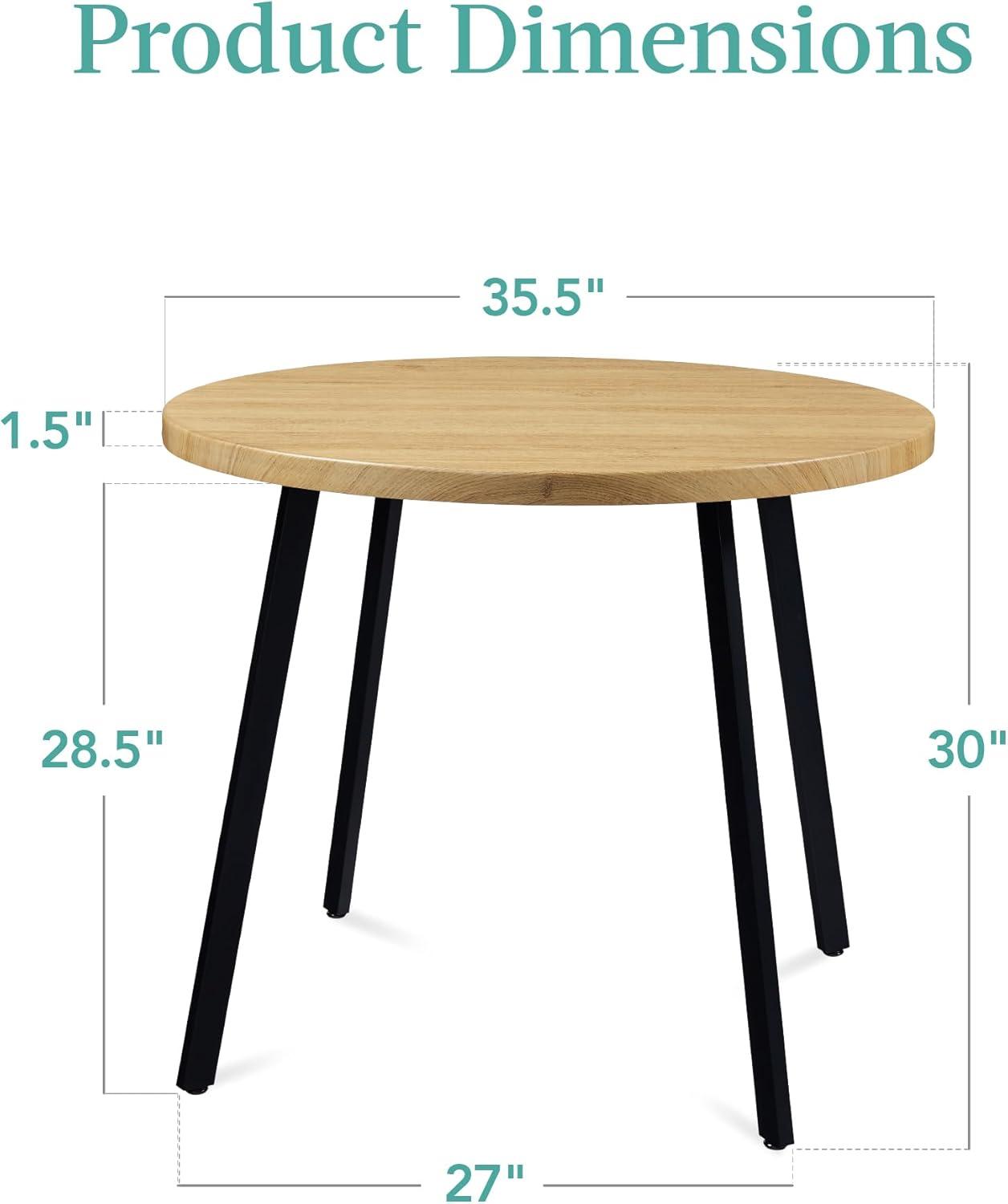 17 Stories  35.5In Mid-Century Modern Round Dining Table W/ Steel Legs, Adjustable Feet -  | Wayfair