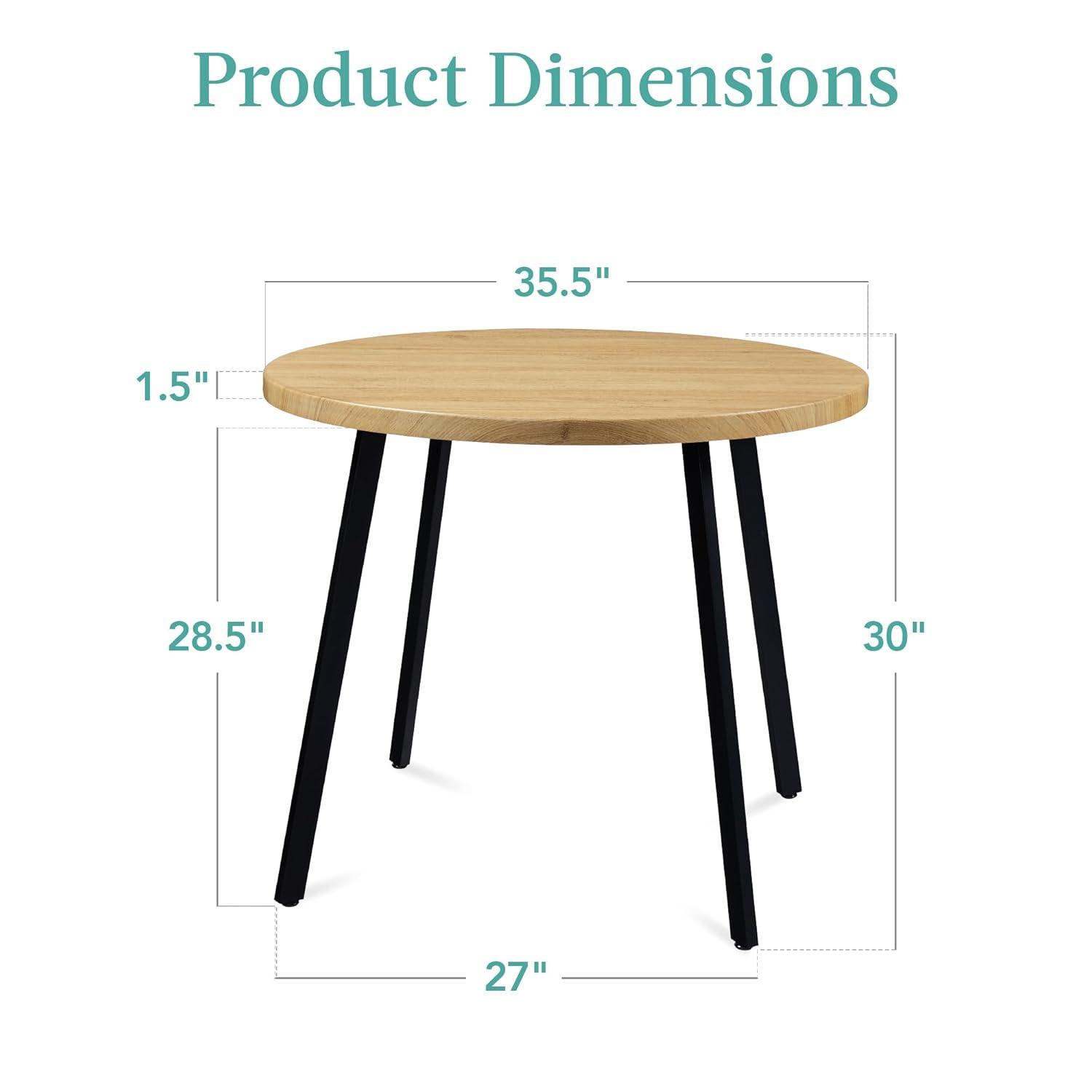 17 Stories  35.5In Mid-Century Modern Round Dining Table W/ Steel Legs, Adjustable Feet -  | Wayfair
