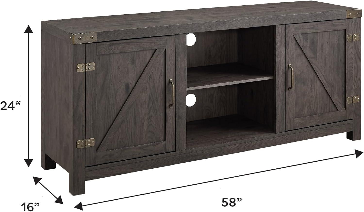 Modern Farmhouse Double Barn Door TV Stand for TVs up to 65" in Sable