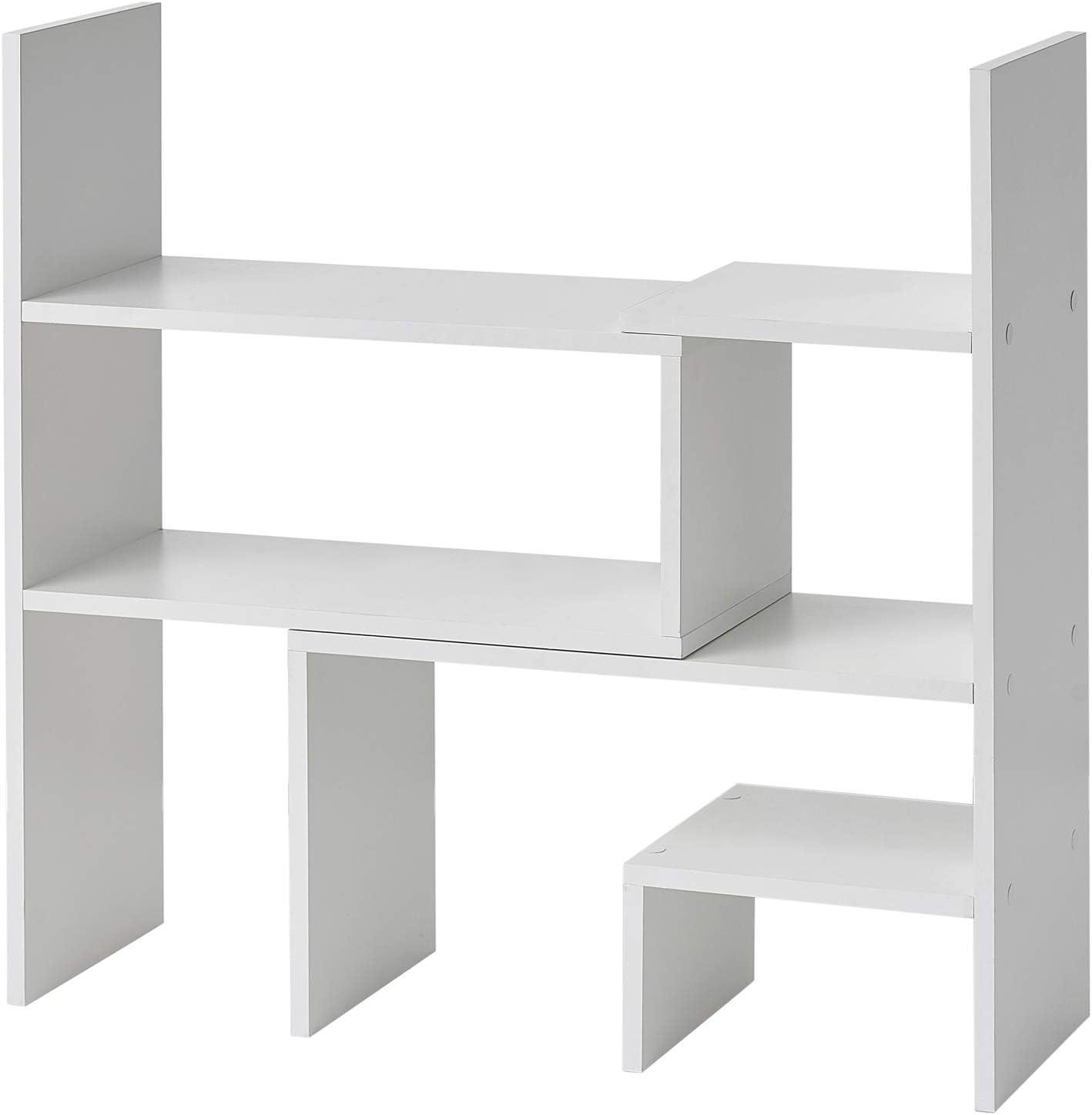 Yak About It Compact Adjustable Dorm Desk Bookshelf - White