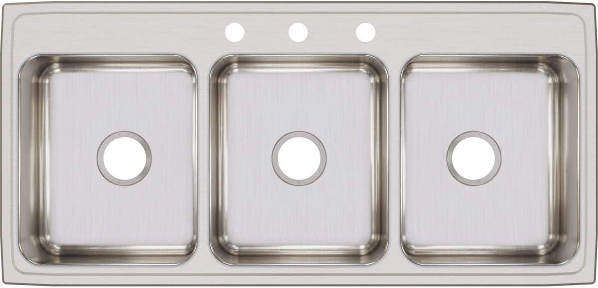 Lustertone 46" L x 22" W Triple Basin Drop-In Kitchen Sink