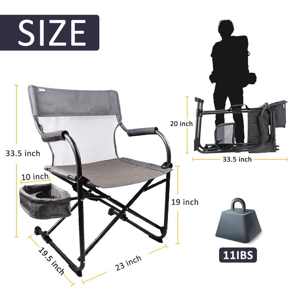 Gray Foldable Camping Director's Chair with Mesh Back and Side Basket