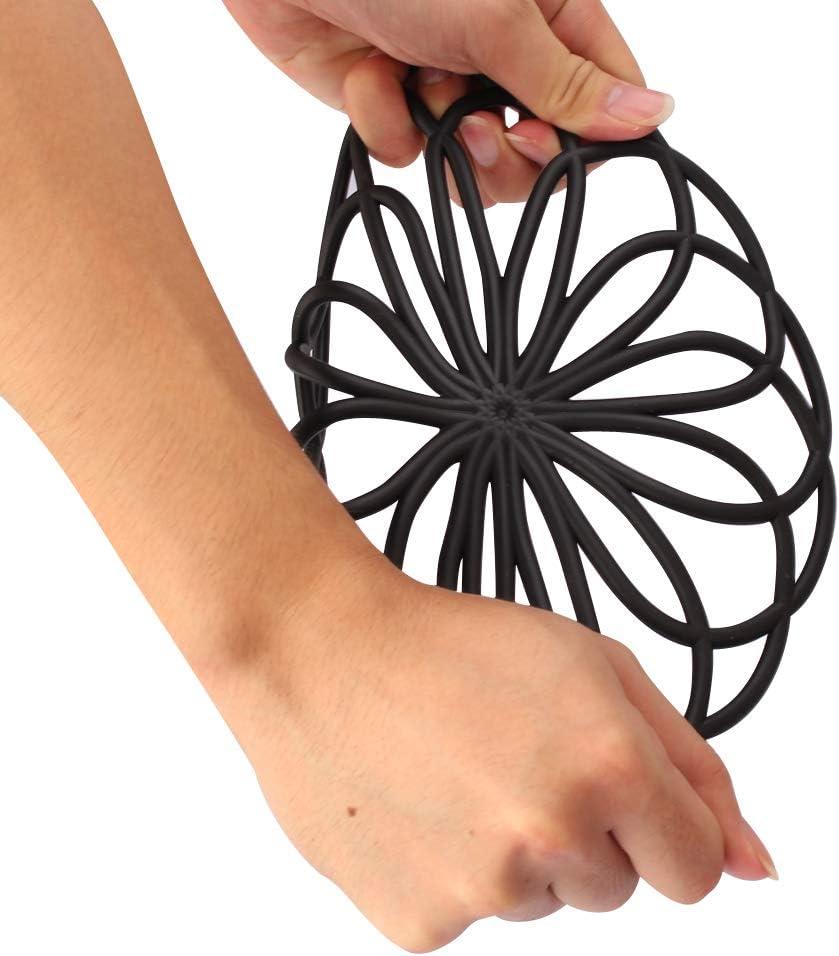 3Pcs Silicone Trivet Mat 7.9inch Anti-Slip Heat-Resistant Hot Pad Set Hollow Flower Shape Non-Stick Decorative Mat for Home Kitchen