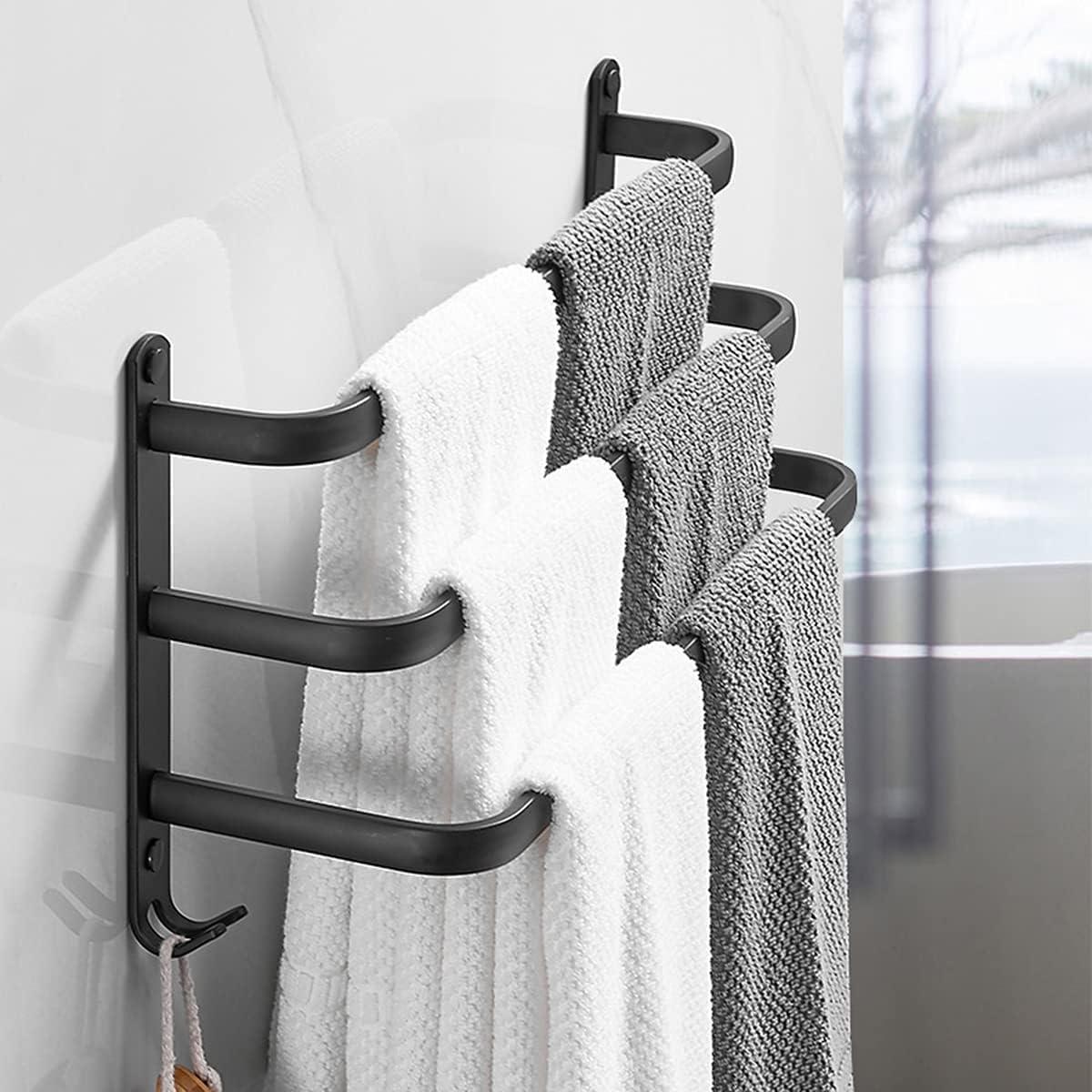 Black 24-Inch Wall Mounted 3-Tier Towel Rack