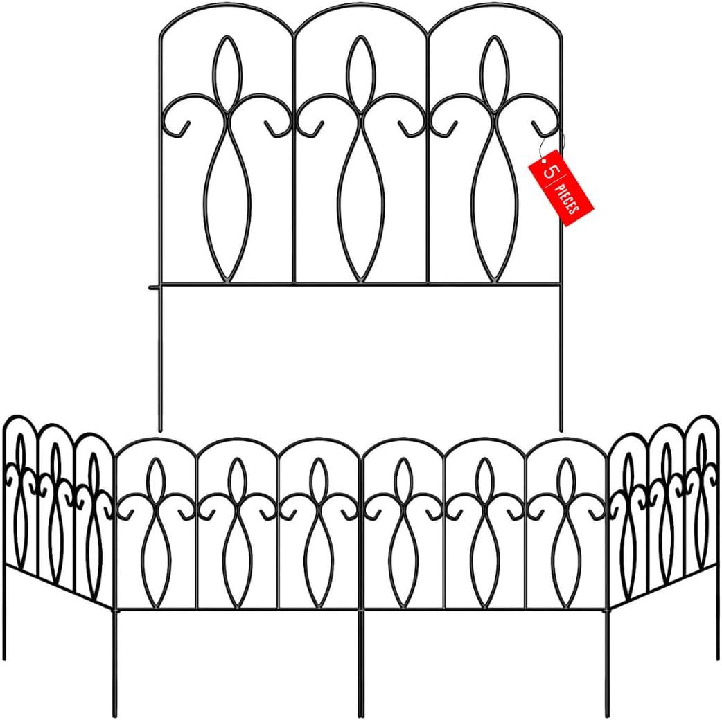 Black Iron Decorative Garden Fence Panels Set