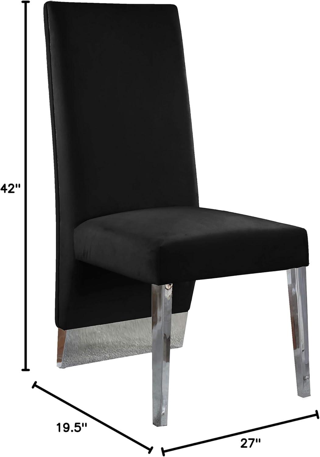 Porsha 19"H Velvet Dining Chair in Black (Set of 2)-Meridian Furniture