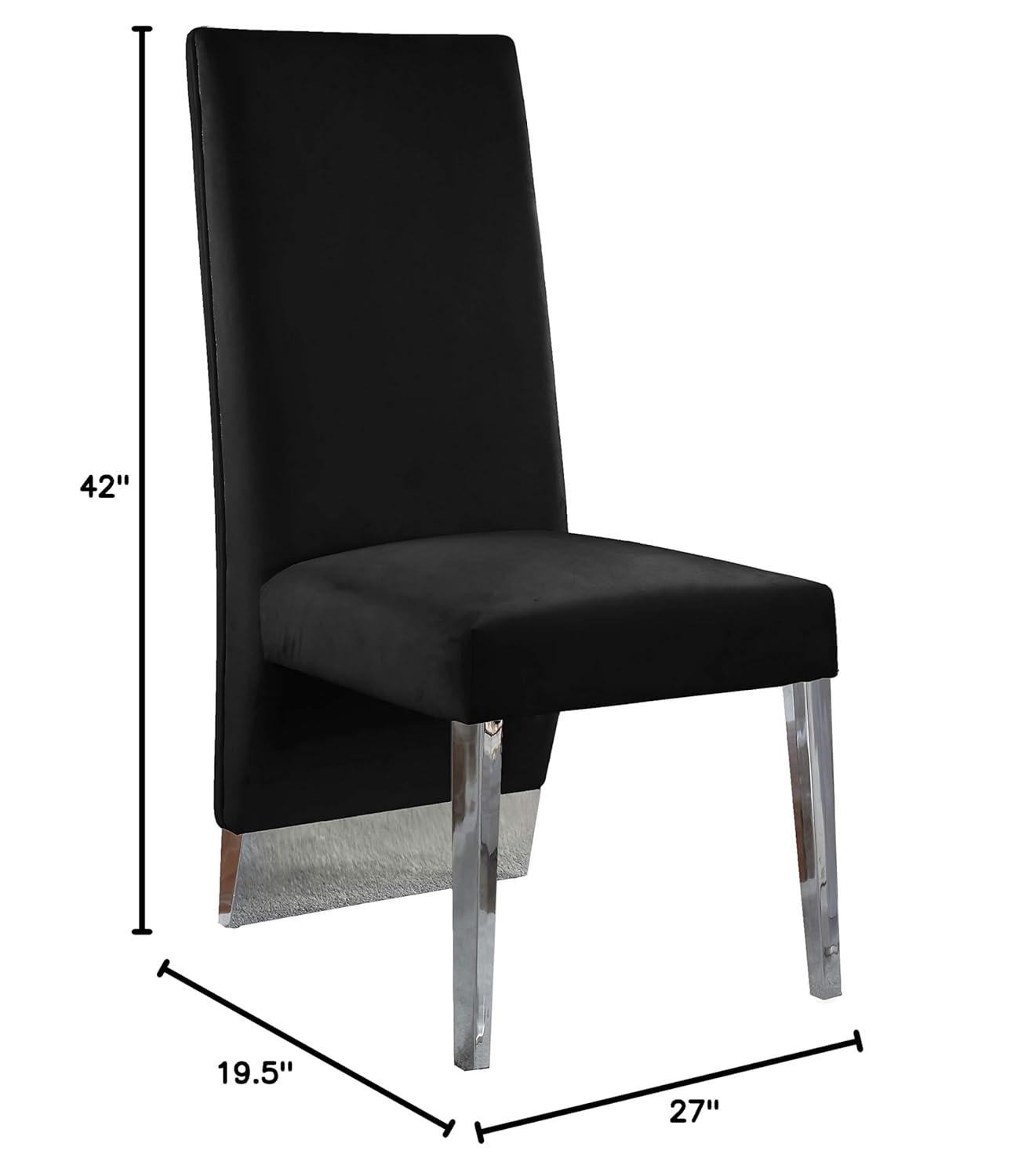 Porsha 19"H Velvet Dining Chair in Black (Set of 2)-Meridian Furniture