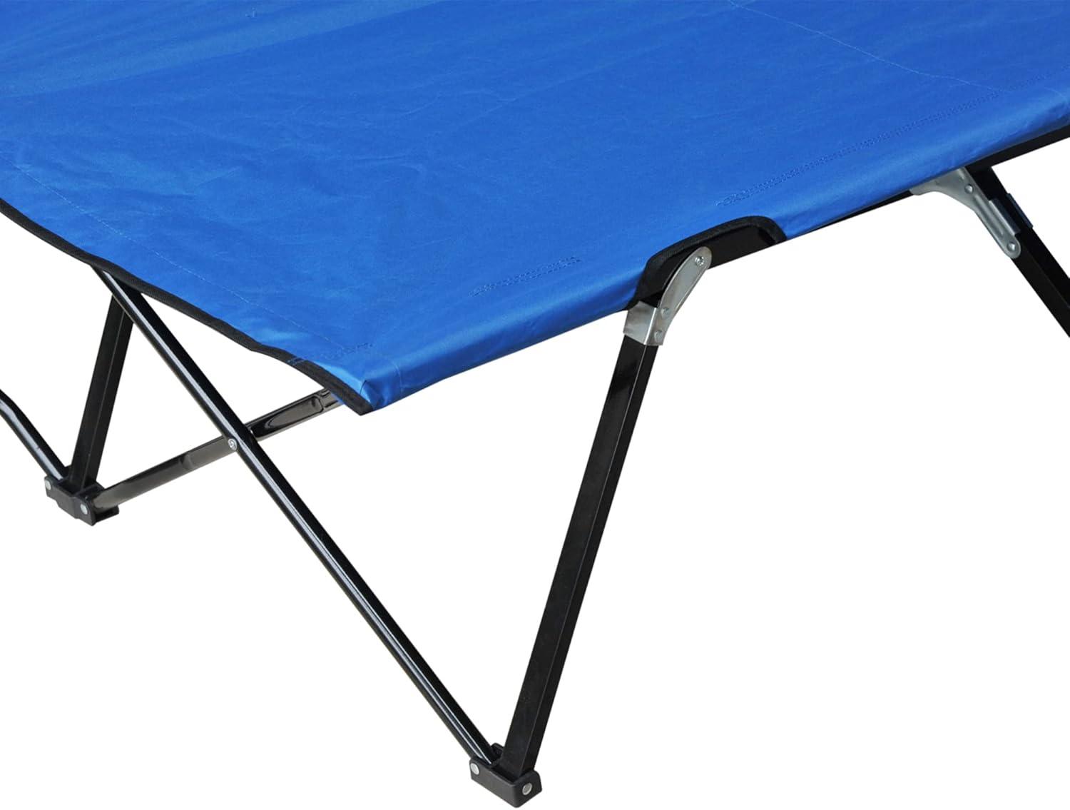 Outsunny 2 Person Folding Camping Cot, Portable Sleeping Cot with Carry Bag, Blue