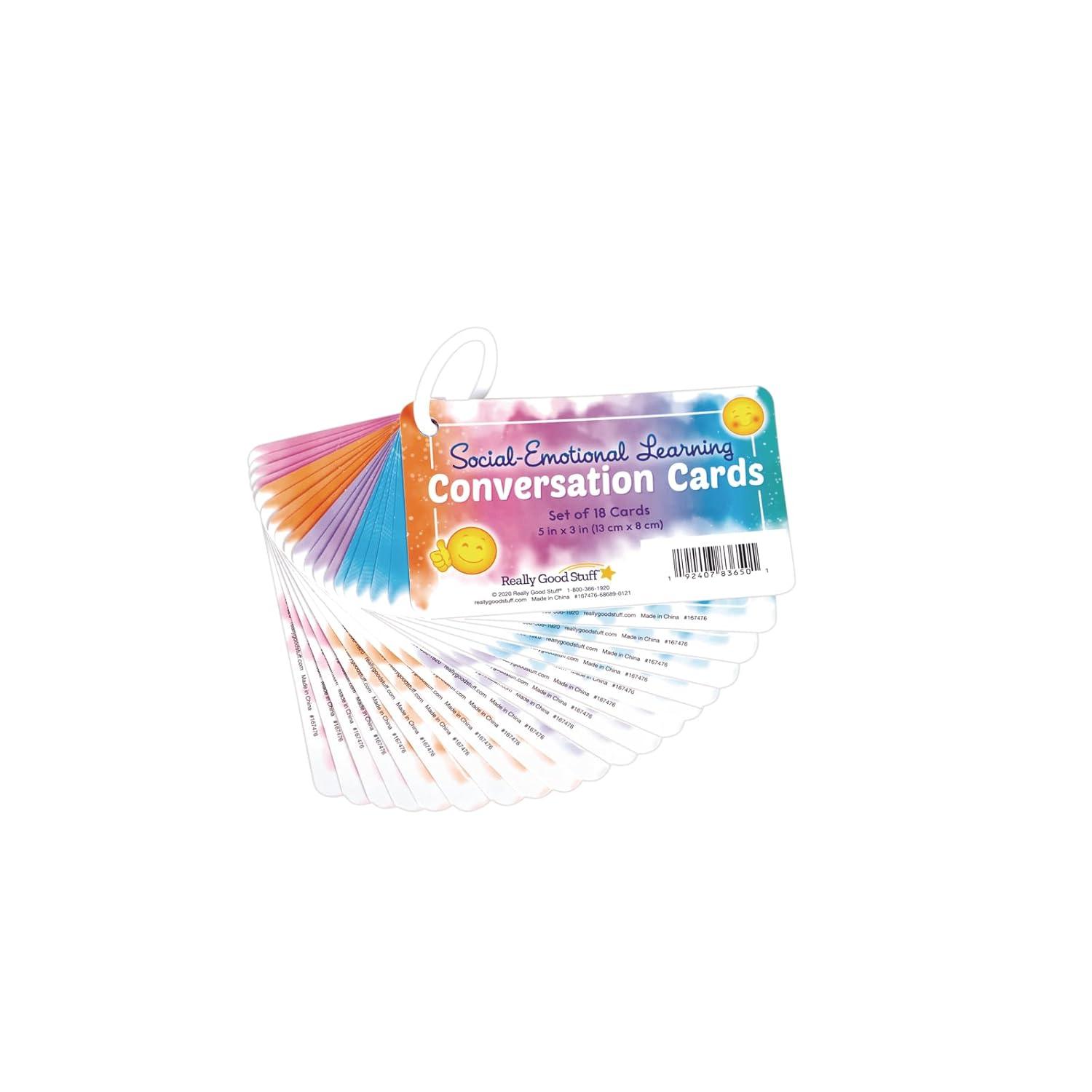 Really Good Stuff Social-Emotional Learning Conversation Cards for The Classroom or Home-Help Kids Discuss Emotions with Strategies & Activities