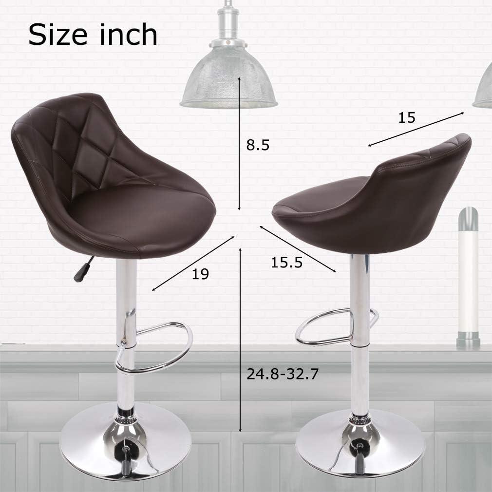 Contemporary Chrome-Finished Adjustable Swivel Bar Stool with Black Faux Leather