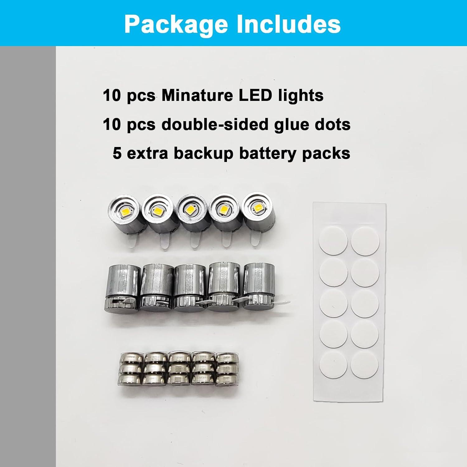 10 Pack Small Spotlight, Battery Operated LED Outdoor Lights, LED Wireless Miniature Spot Light for Artwork Painting, Jewelry Showcase Display, Closet, DIY Hand Craft (Multi-Color Changing)