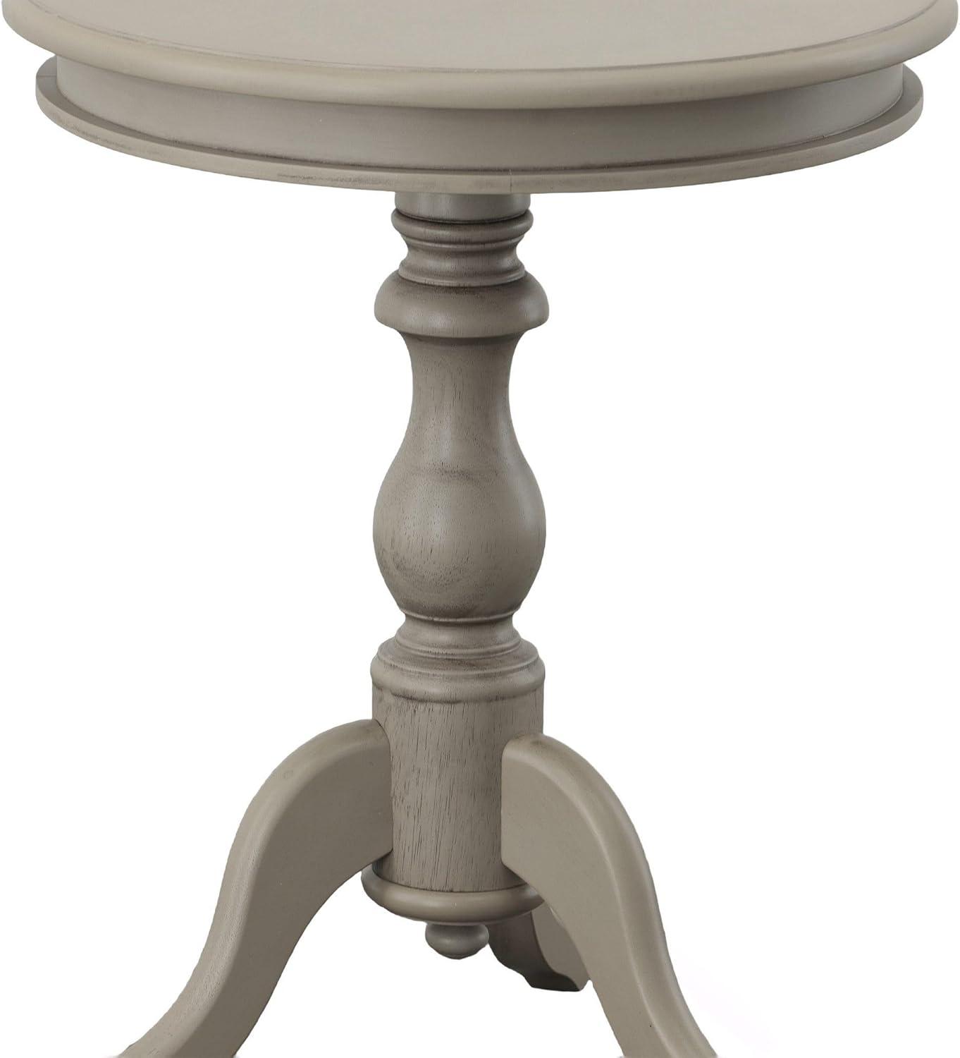 Carolina Living Paloma Accent Table - Weathered Gray and Table: Solid Wood, Round Pedestal Base, 25.25" Height