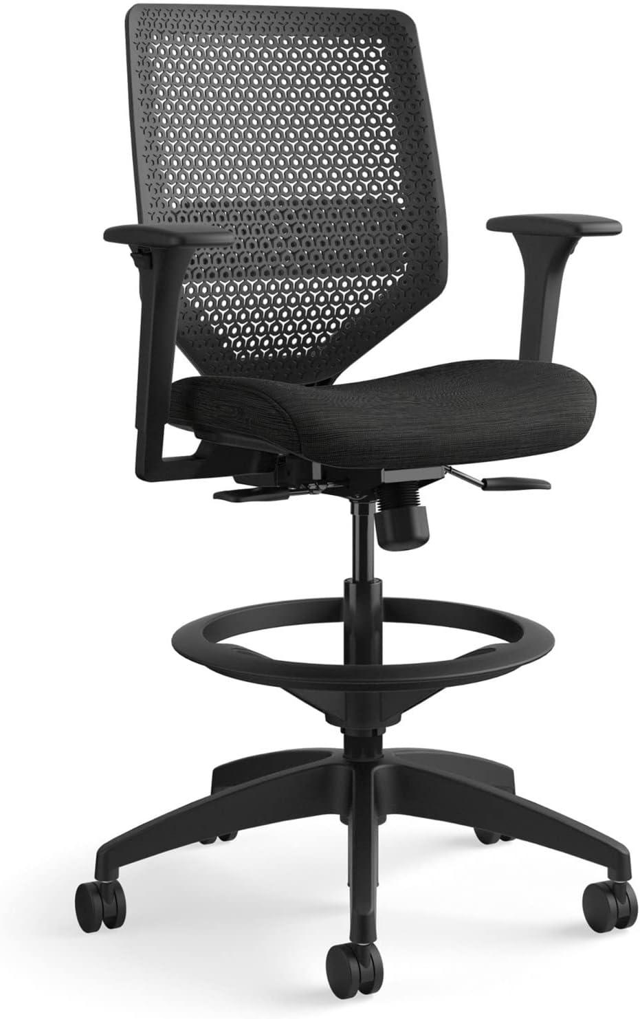 Ink Black Adjustable Mesh Task Chair with Lumbar Support