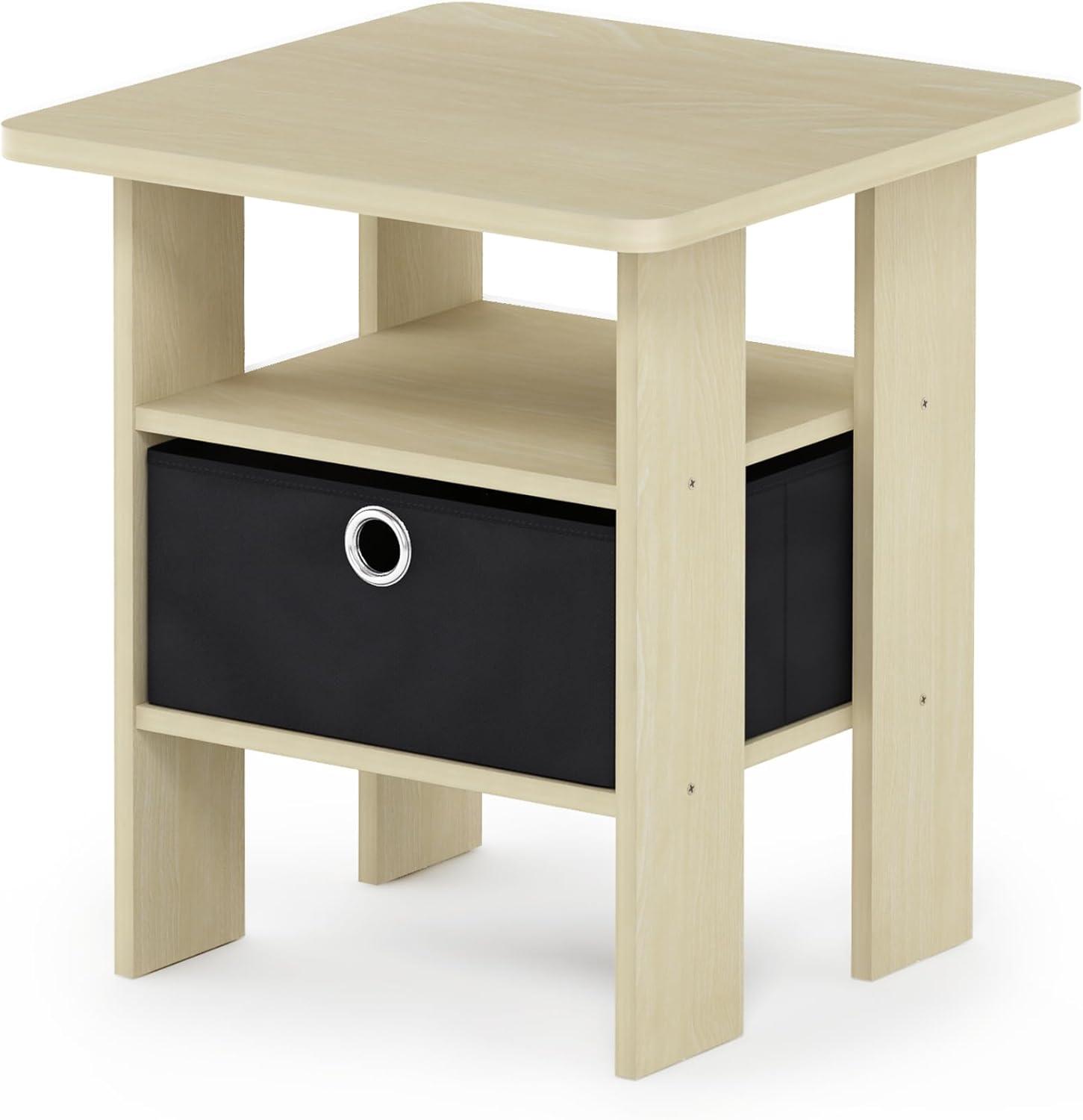 Furinno 1PC Modern Accent Sofa Side End Table W/Removable Drawer & Open Storage Shelf,Brown