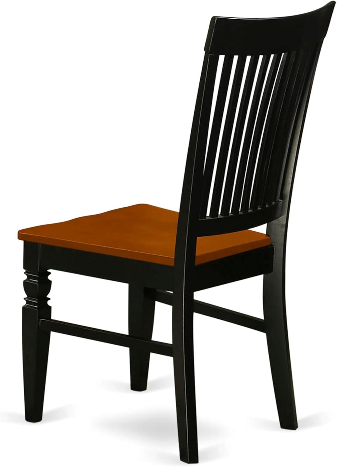 East West Furniture Weston 10" Wood Dining Chairs in Black/Cherry (Set of 2)