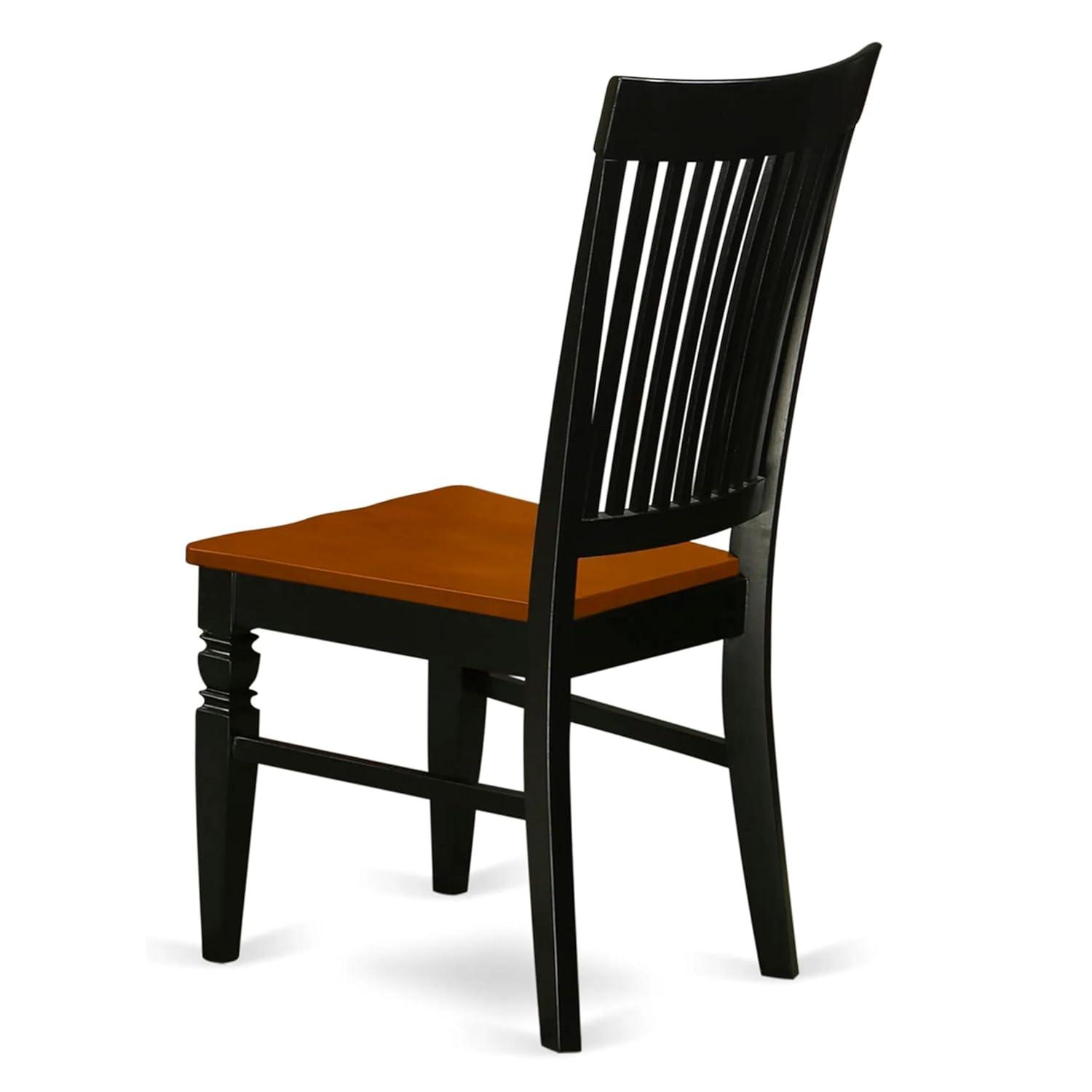 East West Furniture, Weston Dining Wood Seat Chair with Slatted Back in Black Finish, Set of 2