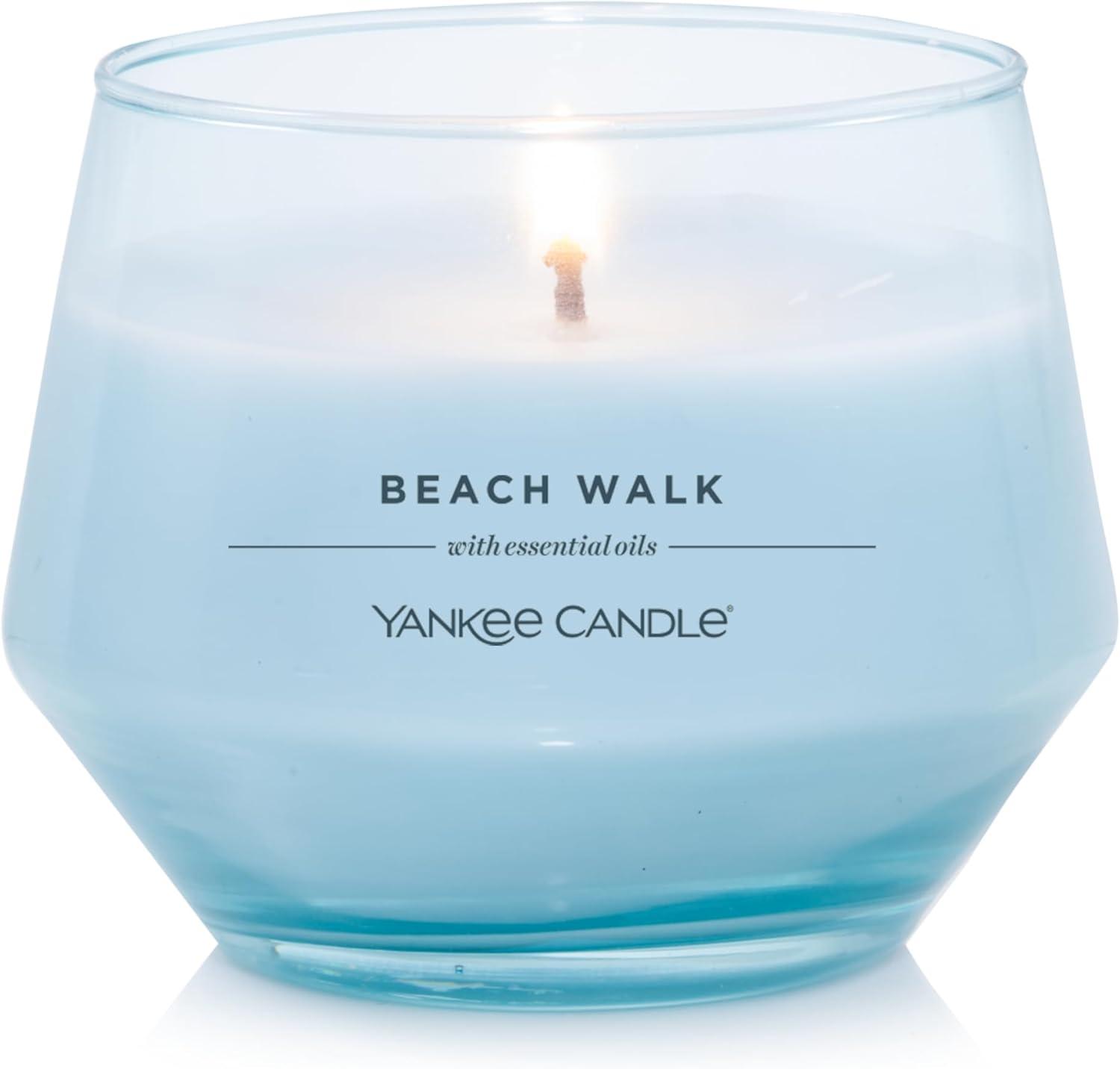 Beach Walk Scented Soy Candle in Blue Glass Jar