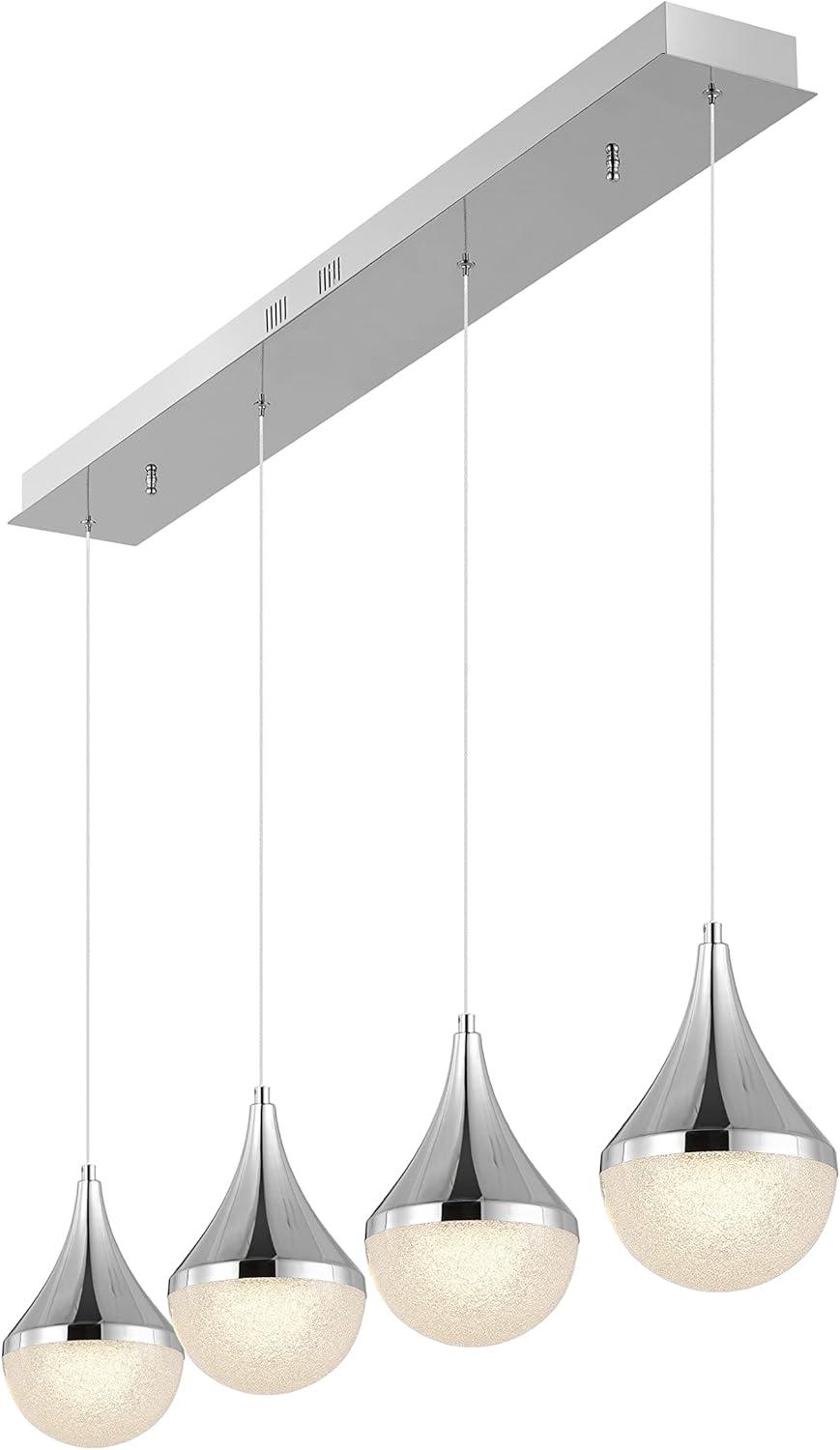 Elena Teardrop Chrome 47" LED Linear Pendant with Frosted Shade