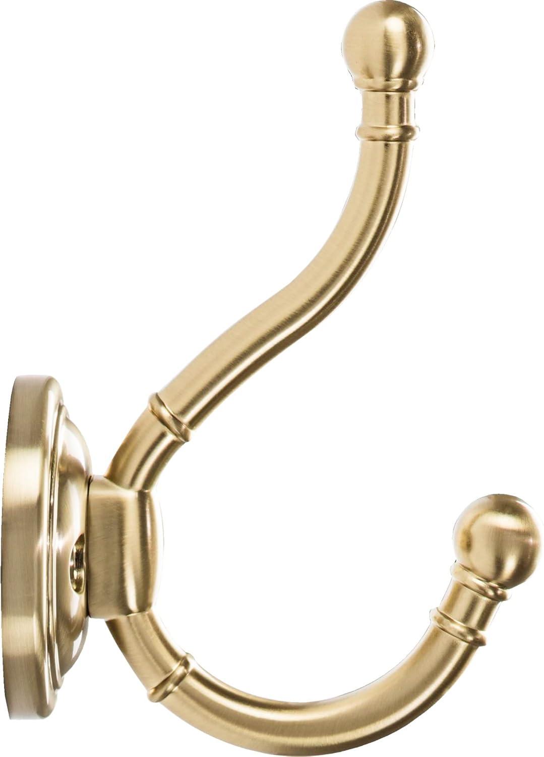 Honey Bronze Double Robe Hook with Rounded Domes