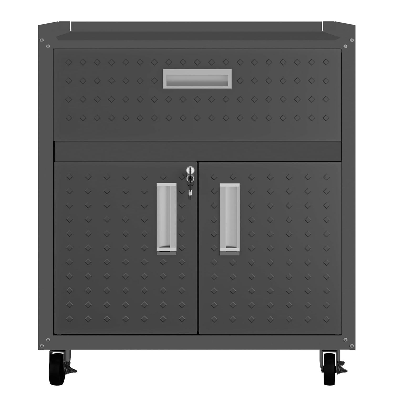Manhattan Comfort Floating Metal Garage Cabinet Charcoal, Gray