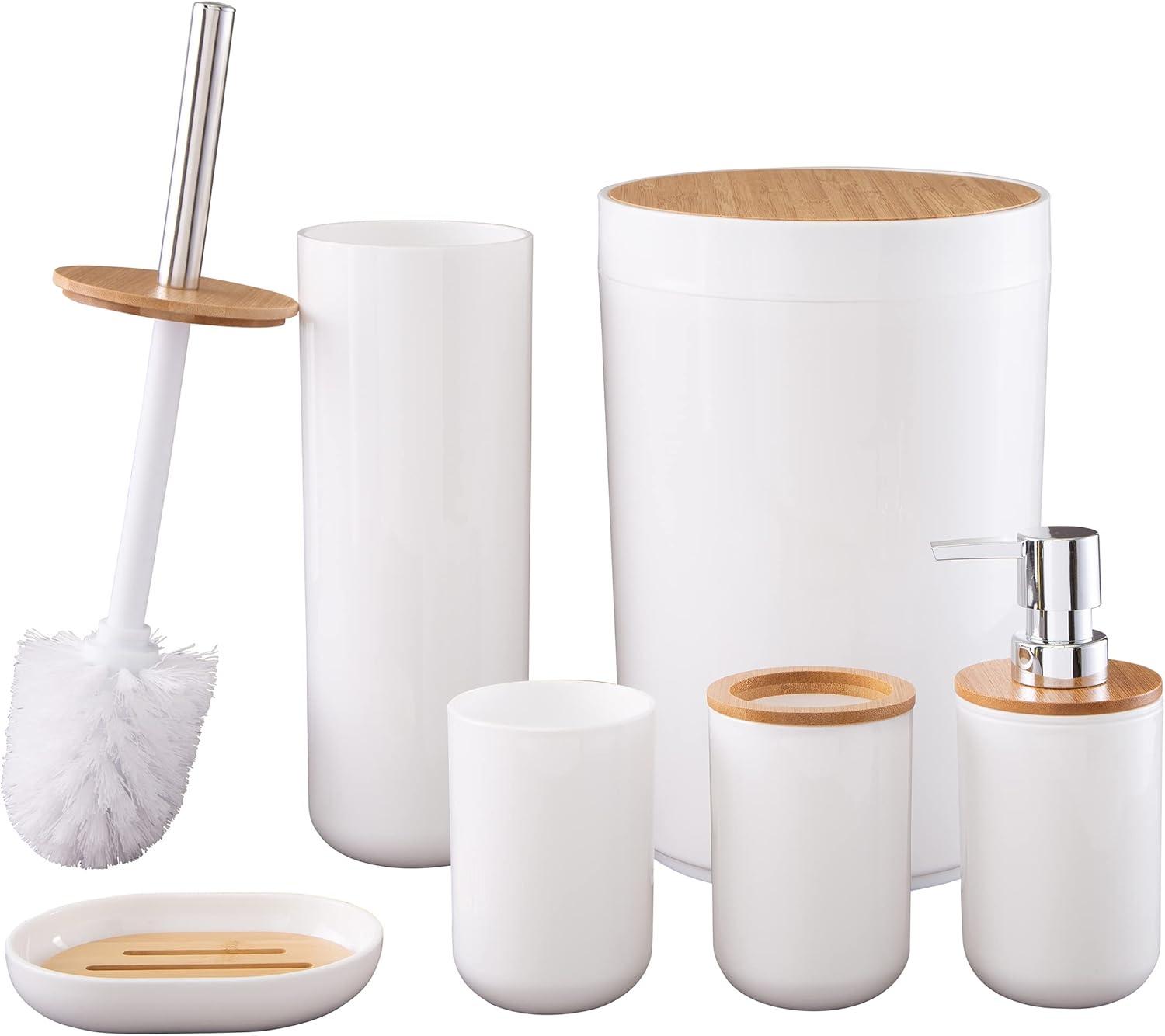 Home-Complete 6-Pc Bathroom Accessories Set, White