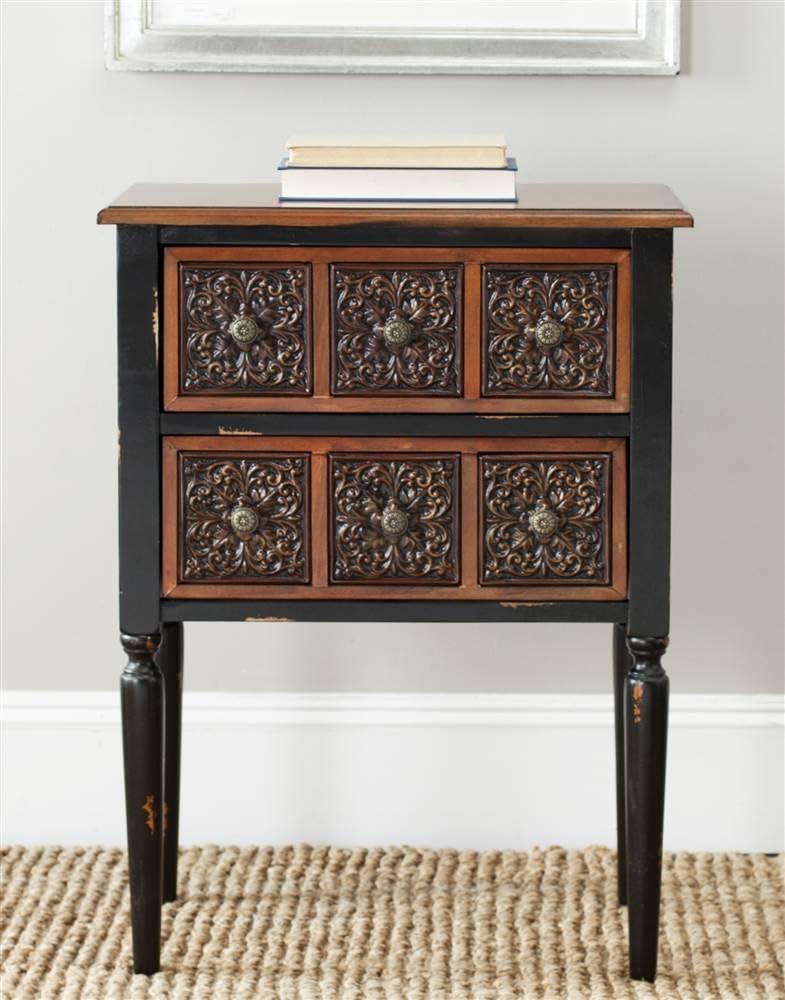 Kenneth 2 Drawer Side Table - Dark Brown - Safavieh.