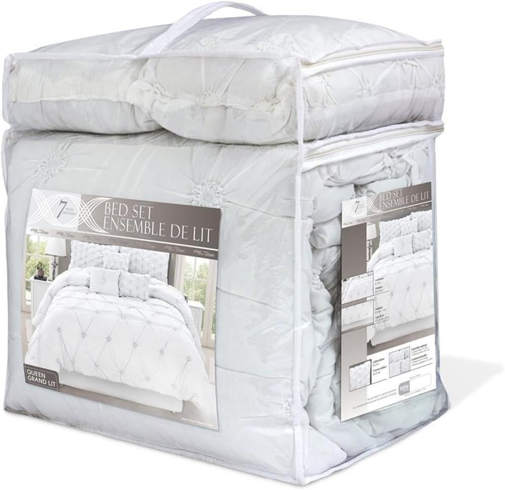 Safdie & Co. 7-piece Chateau Premium Microfiber Queen Comforter Set in White