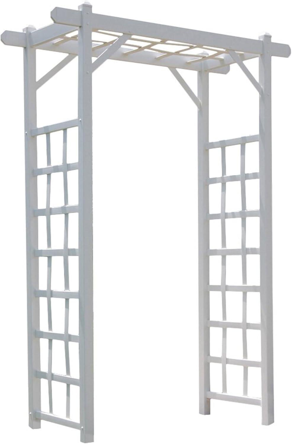 Dura-Trel Elmwood Arbor, 57 by 84 Inch PVC Patio Garden Arch, Outdoor Lattice Frame Decoration or Trellis for Climbing Plants