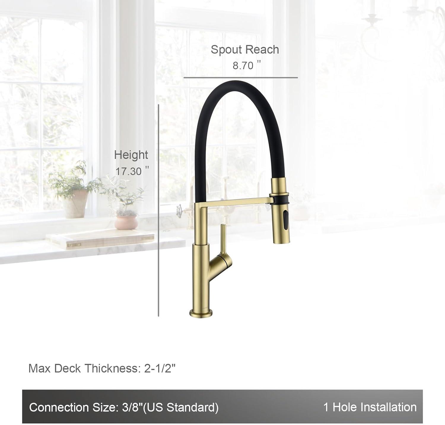 Champagne Bronze and Black Kitchen Faucet with Pull Down Sprayer