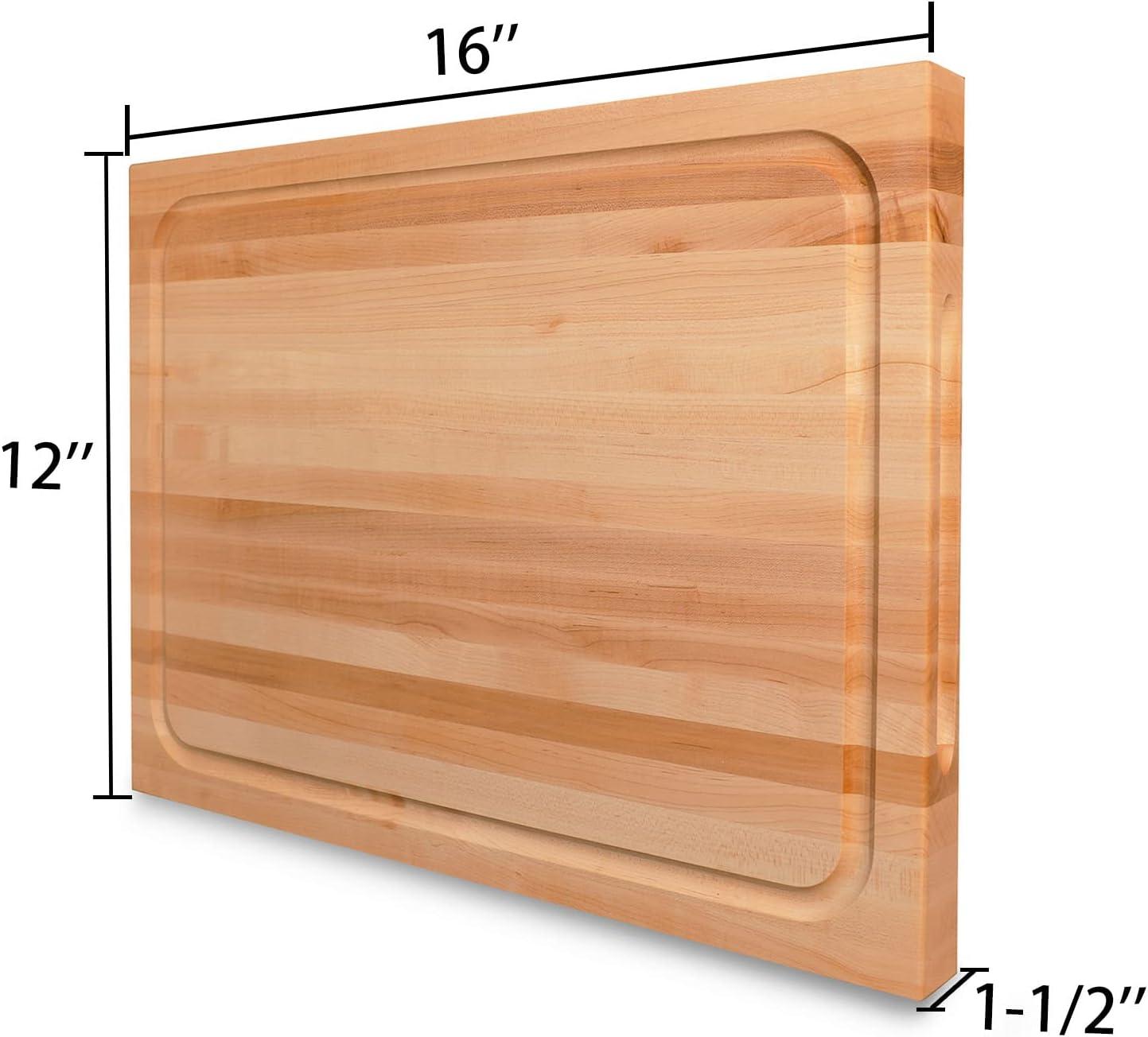 Hard Maple Rectangular Wood Chopping Block with Juice Groove