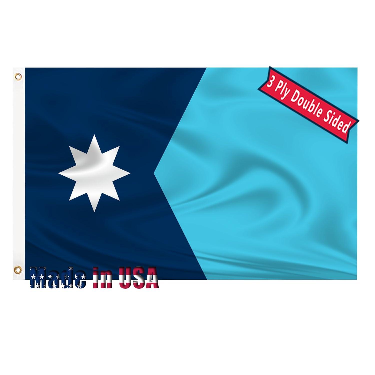 New Minnesota State Flag 3x5 Outdoor MN Flag 2 Rows Stitched Edge Canvas Header with 2 Brass Grommets