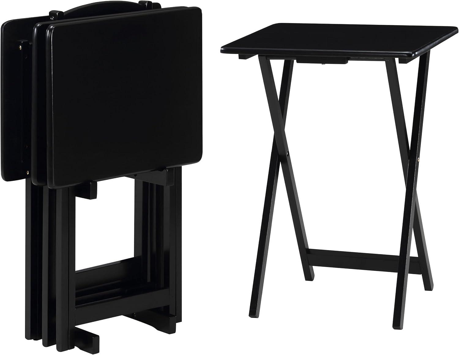 Coaster Donna 4-Piece Wood TV Tray Table Set with Stand in Black