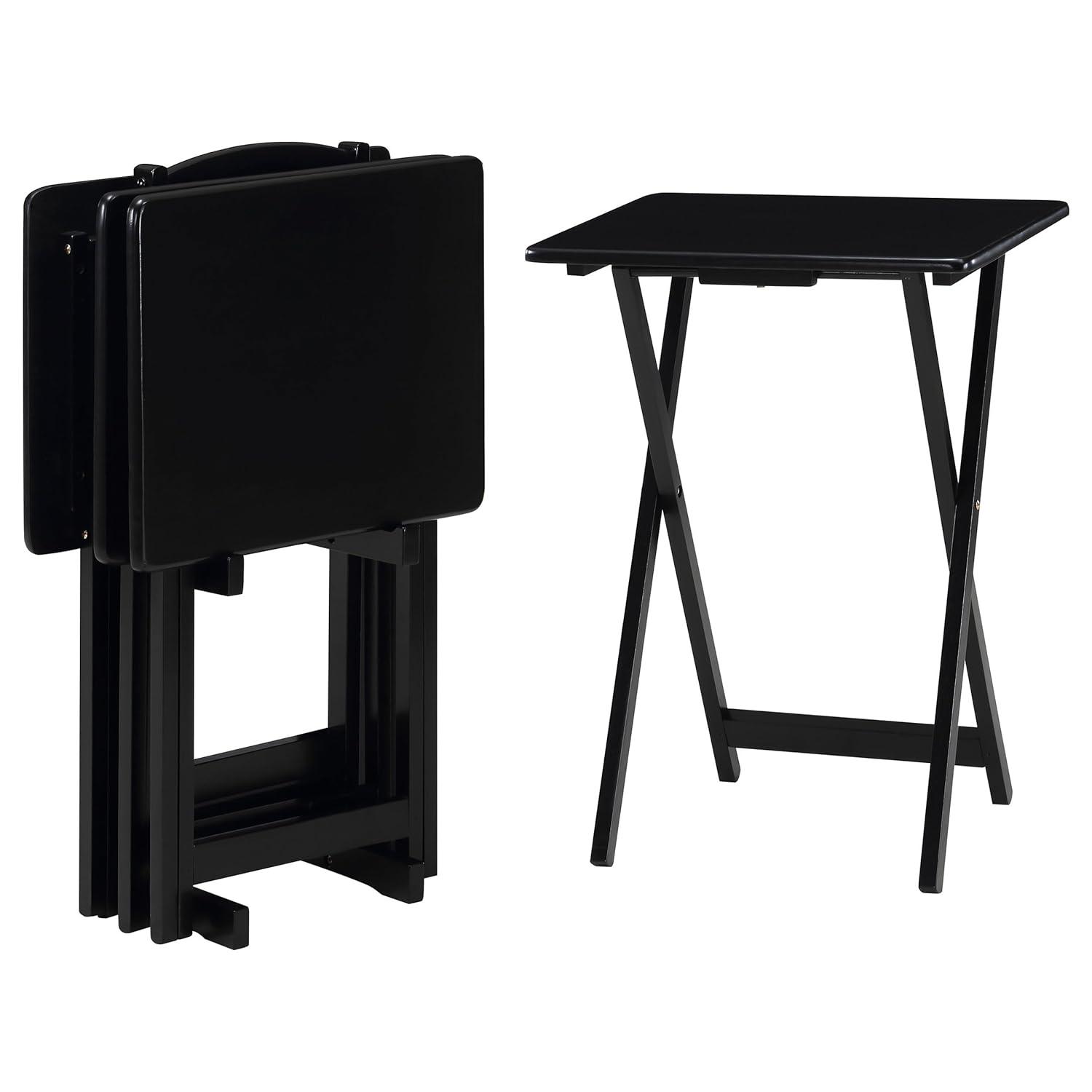 Coaster Donna 4-Piece Wood TV Tray Table Set with Stand in Black