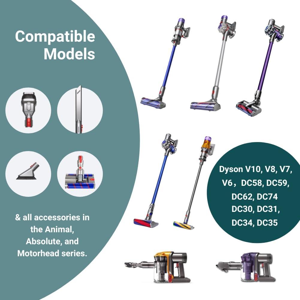 EZ SPARES Storage Stand Docking Station Holder,Compatible with Dyson V15 V11 V10 V8 V7 V6 Cordless Vacuum Cleaners Accessories,Stable Metal Bracket Organizer Rack(Black,6 Hooks)