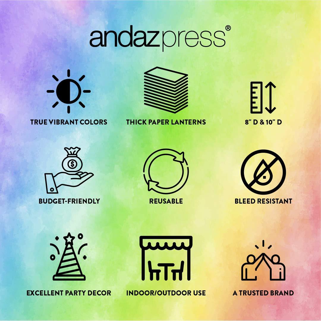 Koyal Wholesale Blush Pink, Emerald Green, Gold Hanging Paper Lanterns Decorative Kit, 6-Pack with Free Gifts Party Sign